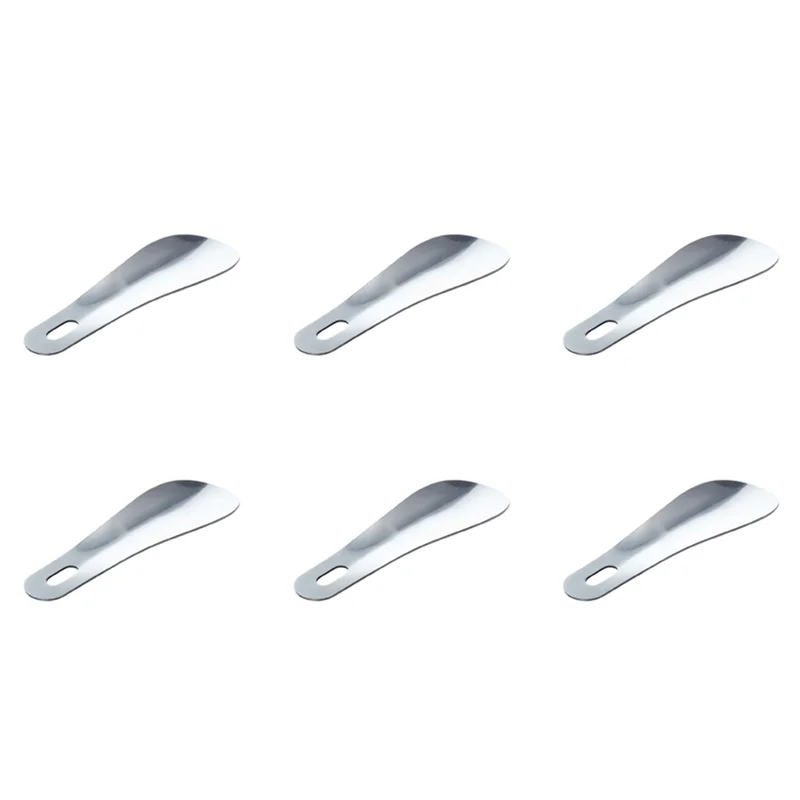 AS96-6Pcs Cuchara de zapatos larga profesional de metal de acero inoxidable de 10 cm y 4 pulgadas