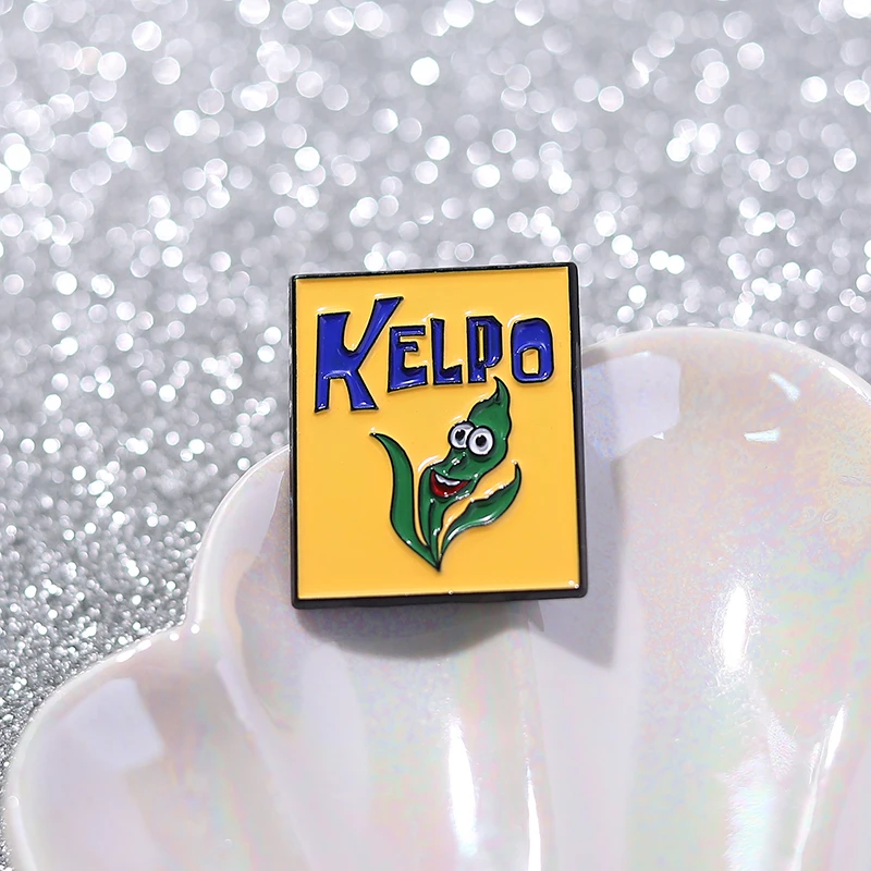 Yellow Rectangular Comedy Animation Enamel Pins Kelpo Kelp Shake Cartoon Brooches Lapel Badges Jewelry Gifts For Kids Friends