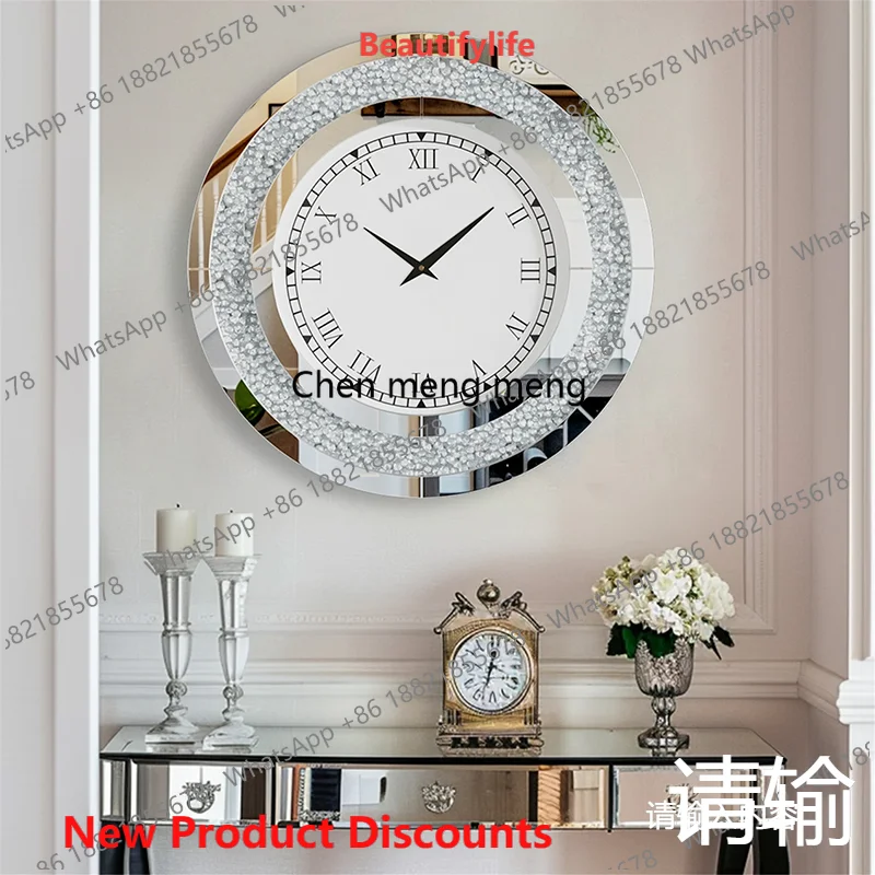 10 Round Fashion Wall Clock Light Luxury Glass Classic European Modern Art Small Wall Clock Room