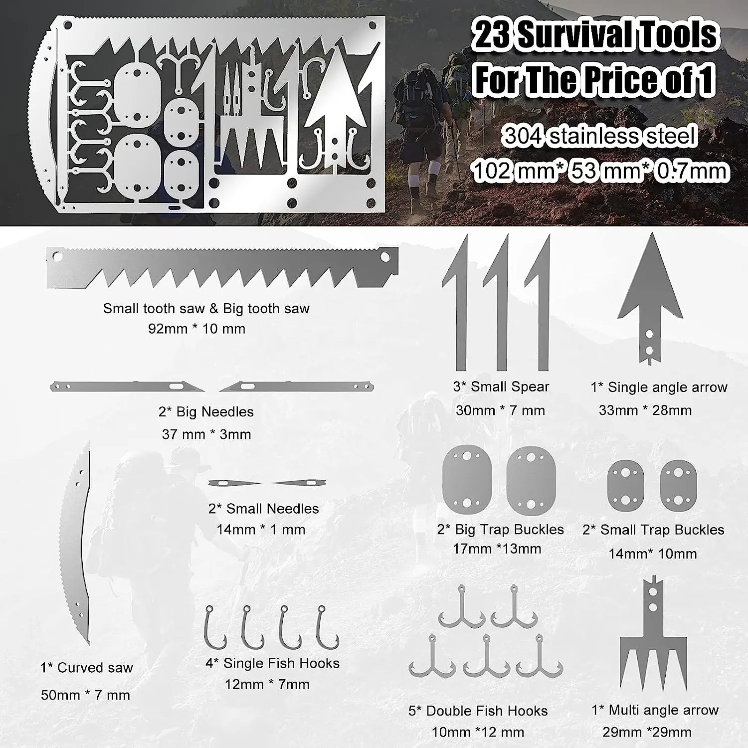 4pcs Set Survival Multitool Card Emergency Camping Tool EDC Kit in Your Wallet Outdoor Hunting Fishing Hiking Gear
