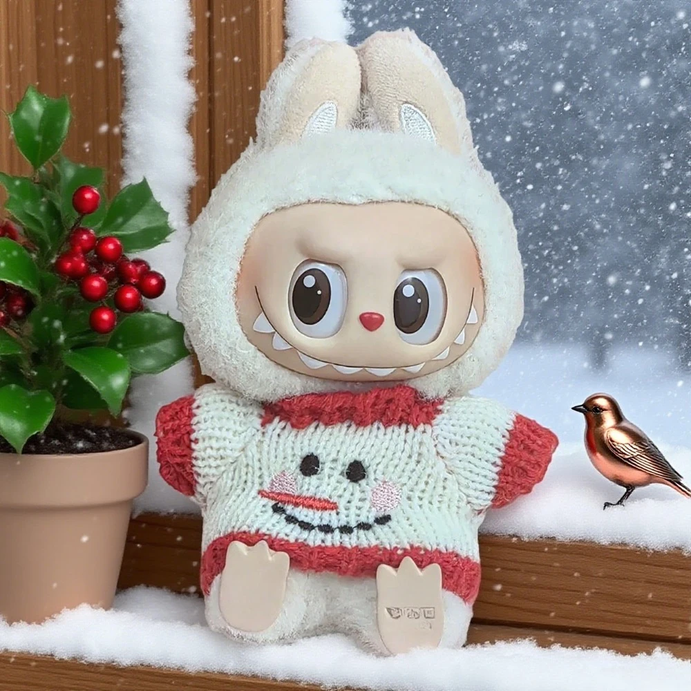 

17 см мини-плюшевая кукла, одежда, аксессуары для Labubu Idol V1 V2, рождественский свитер с печеньем, шляпа, одежда, подарок на Новый год