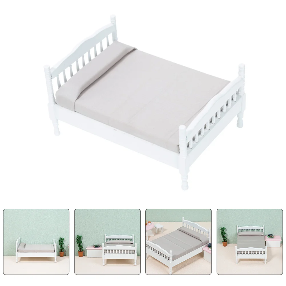 Simulation Doppelbett Modelle Zubehör Möbel Spielzeug Twin Mini Kleine Stoff Holzspielzeug Mikroszene Baby