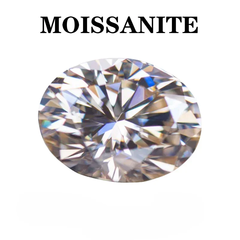 Moissanite Stone Natural Tea Yellow Color Oval Shape Charms Gemstone DIY Ring Necklace Earrings Main Materials with Certificate