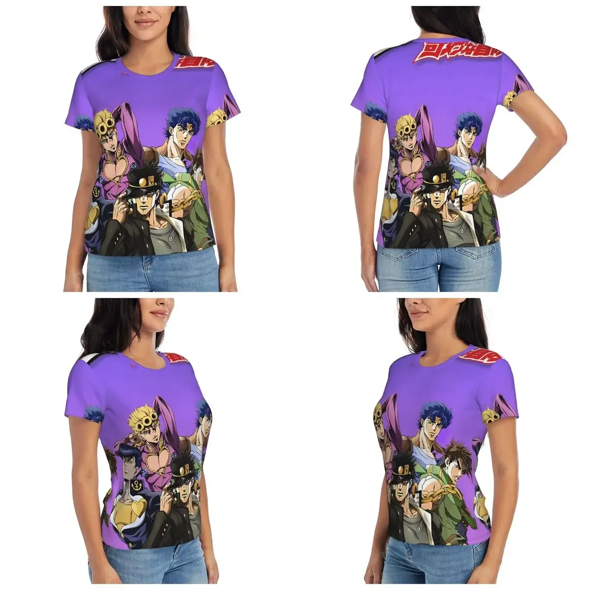 Jojo Bizarre Adventure Anime Cartoon T-Shirt Women Short Sleeve T Shirts O-Neck Clothes Cotton Summer Tees Streetwear