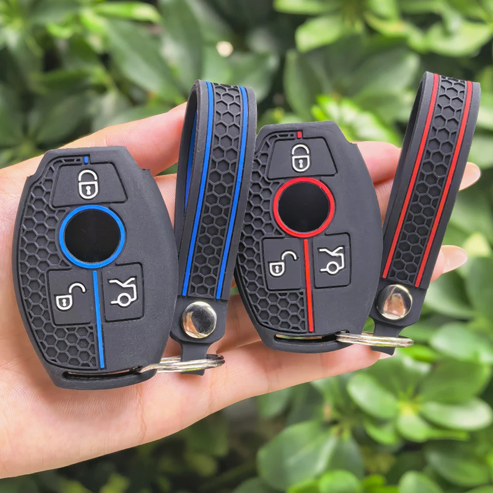 Key Fob Cover Silicone Keychain for Mercedes Benz C E M S CLS CLA GLK GLA GLC GLE AMG Class Key Bag Holder view 5