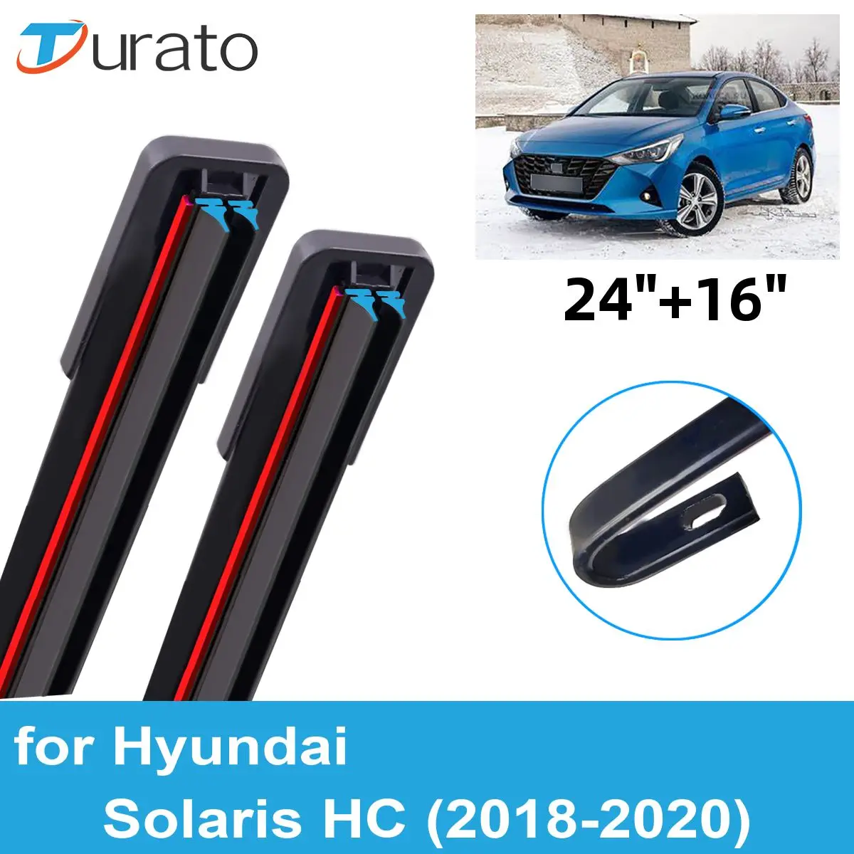 

Щетки стеклоочистителя автомобильные 2 шт. для 2018-2020 Hyundai Solaris HC, лобовое стекло переднего ветрового стекла, двойные резиновые автомобильные аксессуары 2018 2019 2020