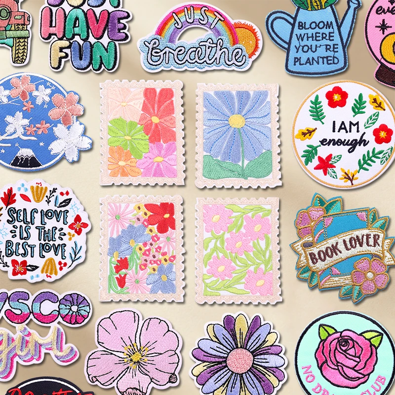 Cartoon Flower/Outdoor Patch Embroidery Patch DIY Personality Slogan Patch Iron On Patches For Clothing Thermoadhesive Patches