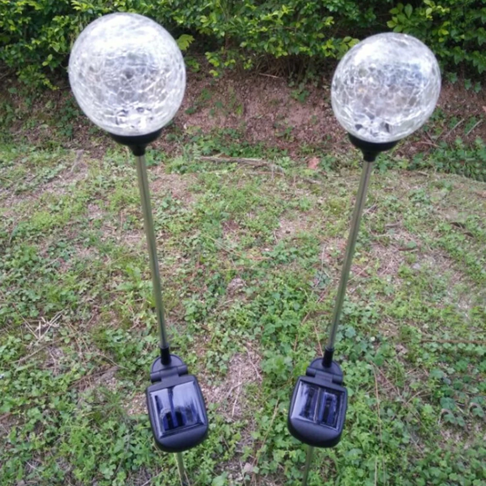 

4Pcs Solar Powered Glass Ball Stake Lights for Garden Lawn Yard Pathway Decoration Waterproof LED L scape Lighting