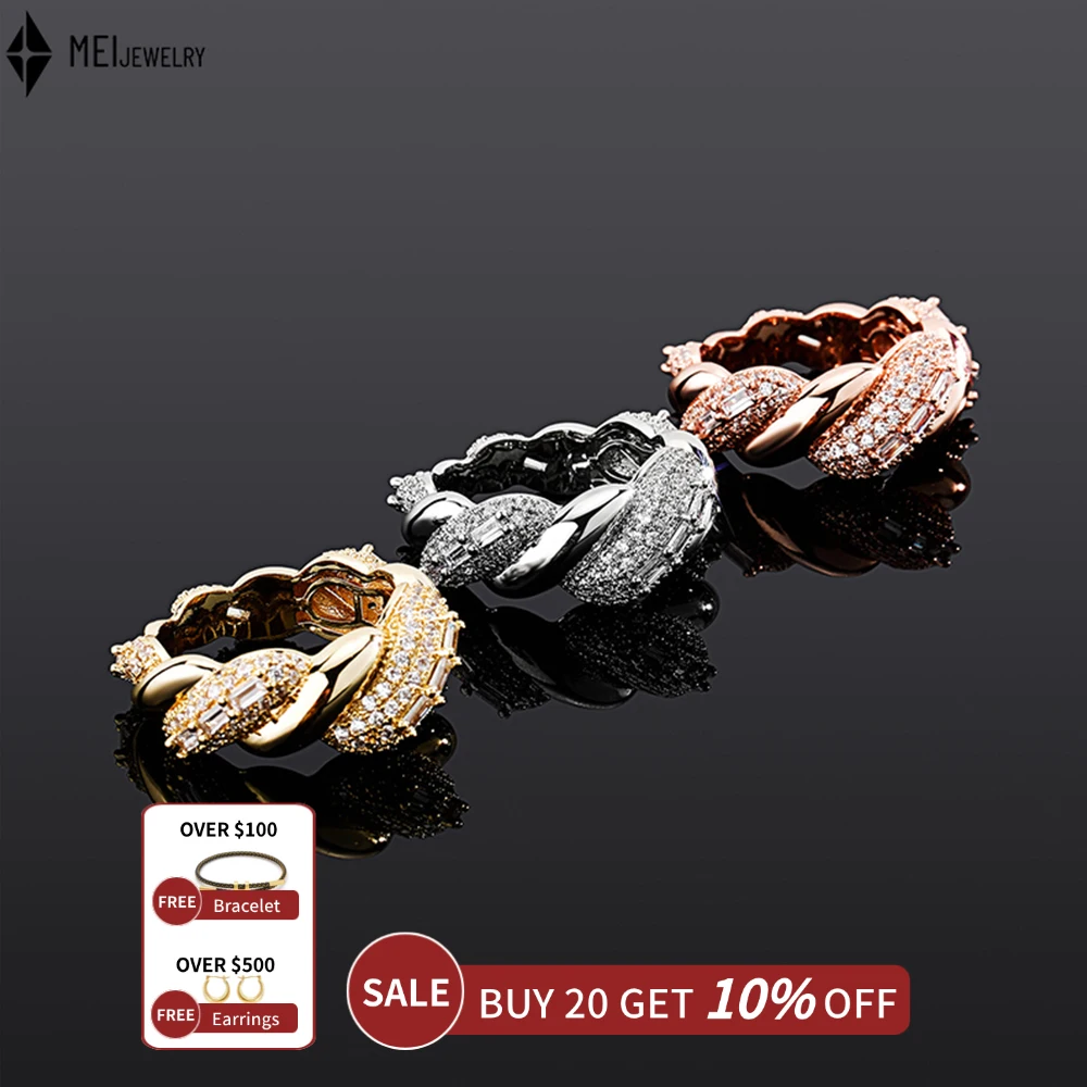 Wind Rope Cubic Zirconia Ring Fashion Fried Dough Twists Vintage Index Finger Ring for Men Women Thorn Ring
