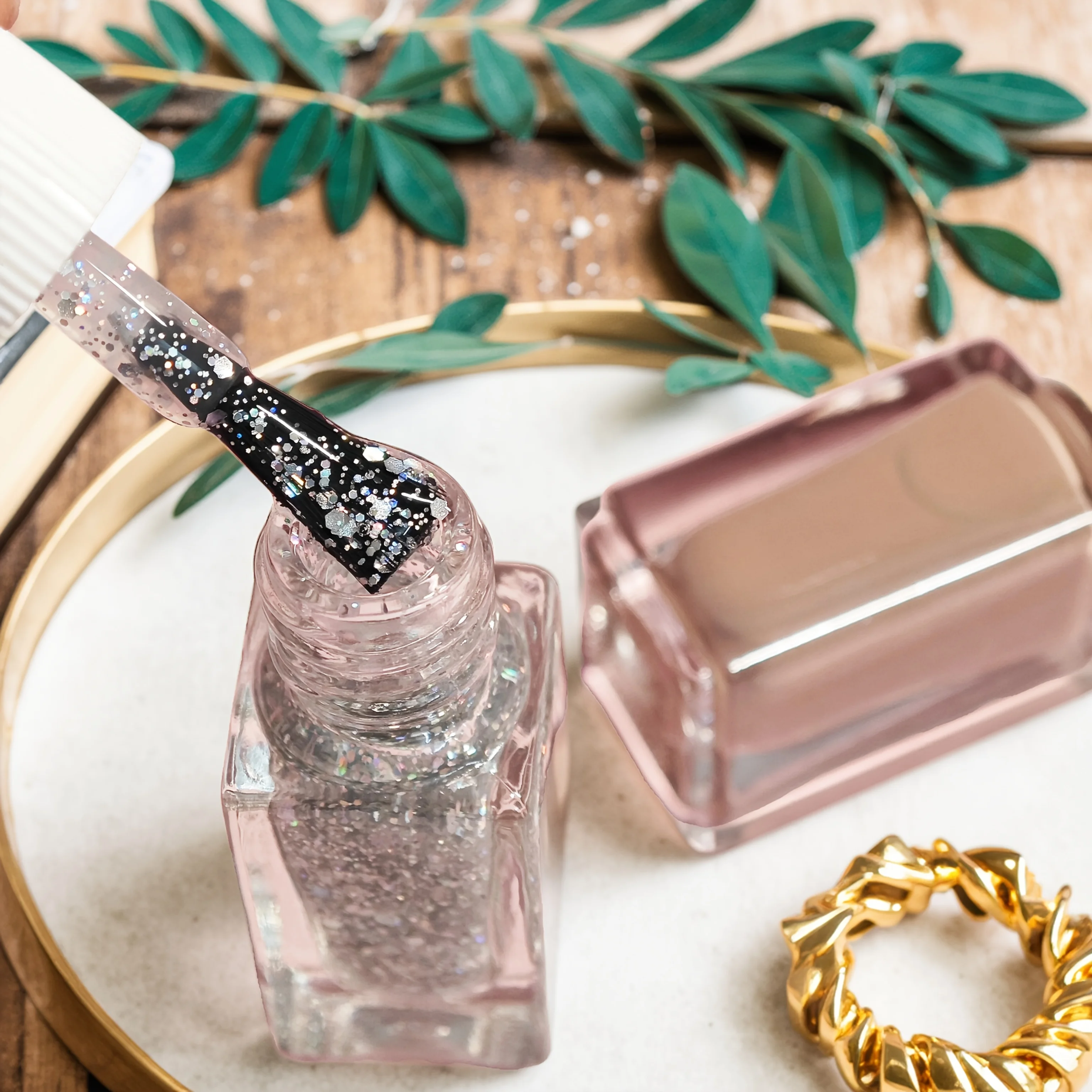 v14 Chocolate Mousse 3 - piece Set of No - bake Nail Polishes. Quick - drying, long - lasting, peel - able and water - based