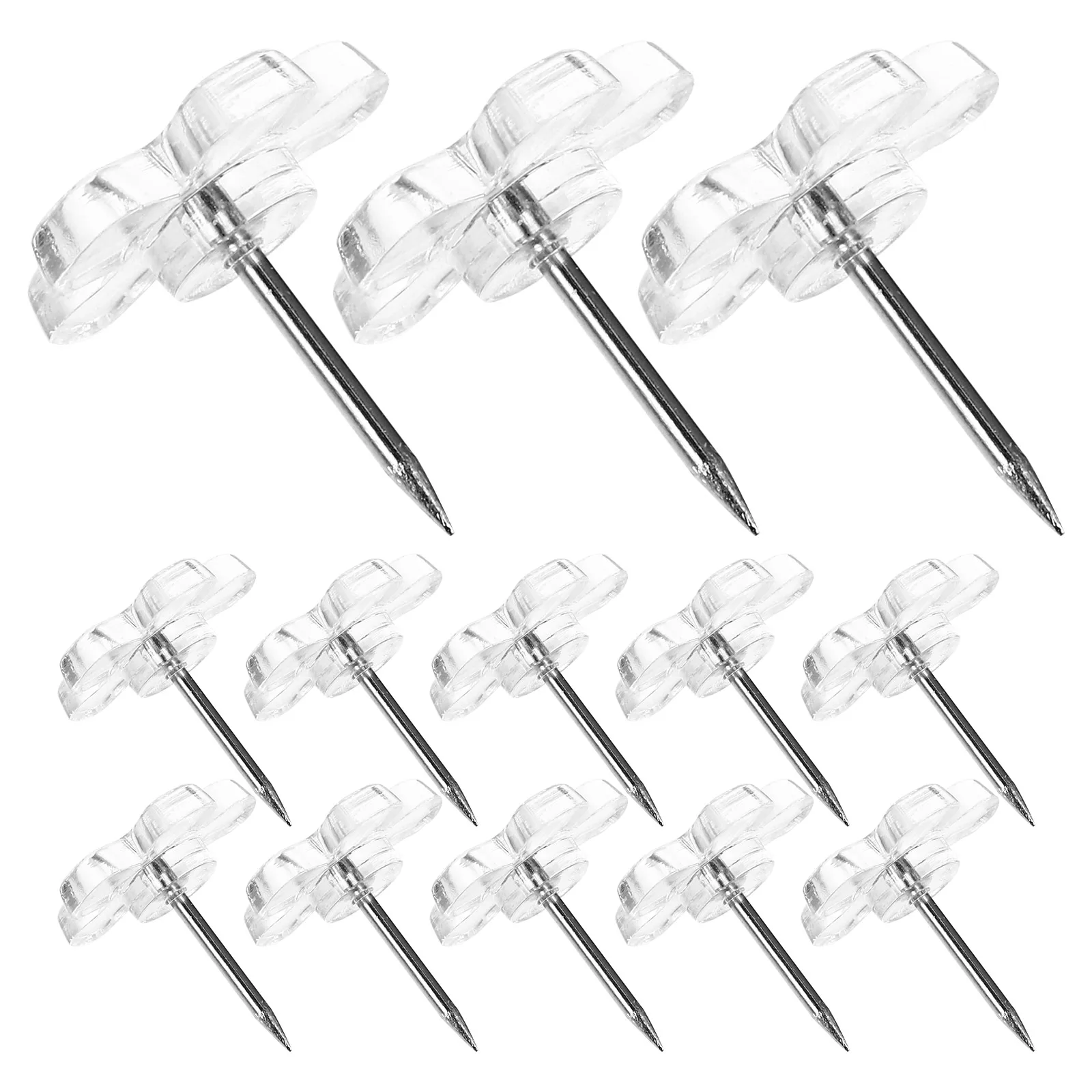 

100 Pcs Clear Flower Thumb Tacks for Photo Wall Decor Office Supplies Cork Board Accessories Push Pins Flat Head