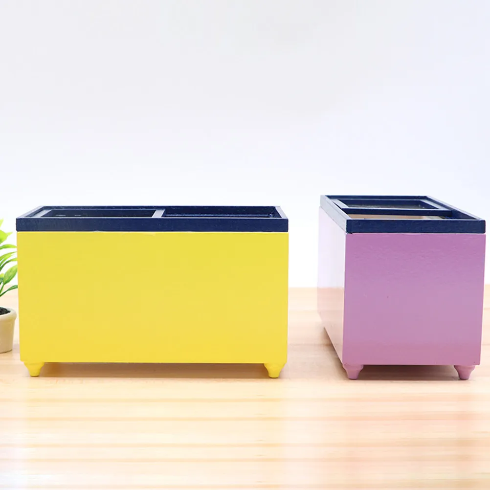 

Mini Freezer Simulation Play Fridge Decorative Miniature Kitchen Furniture for Creative Kids Hand Eye Coordination