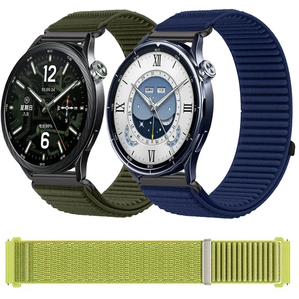 Pulseira de Nylon de 18mm 20mm 22mm para Xiaomi Watch S5 5 S4 41mm S3-2, Bracelete Esportivo para OPPO Watch S X3 X2 4 Pro