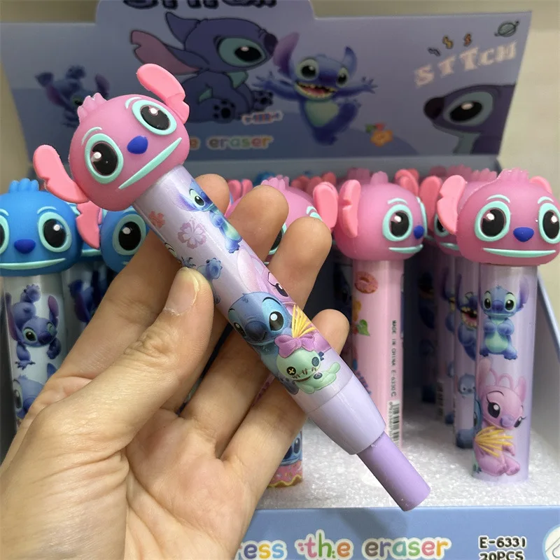 Penghapus Tekan lipstik Disney Stitch penampilan desain tidak kotor tangan alat tulis grosir hadiah perlengkapan kantor sekolah penghapus