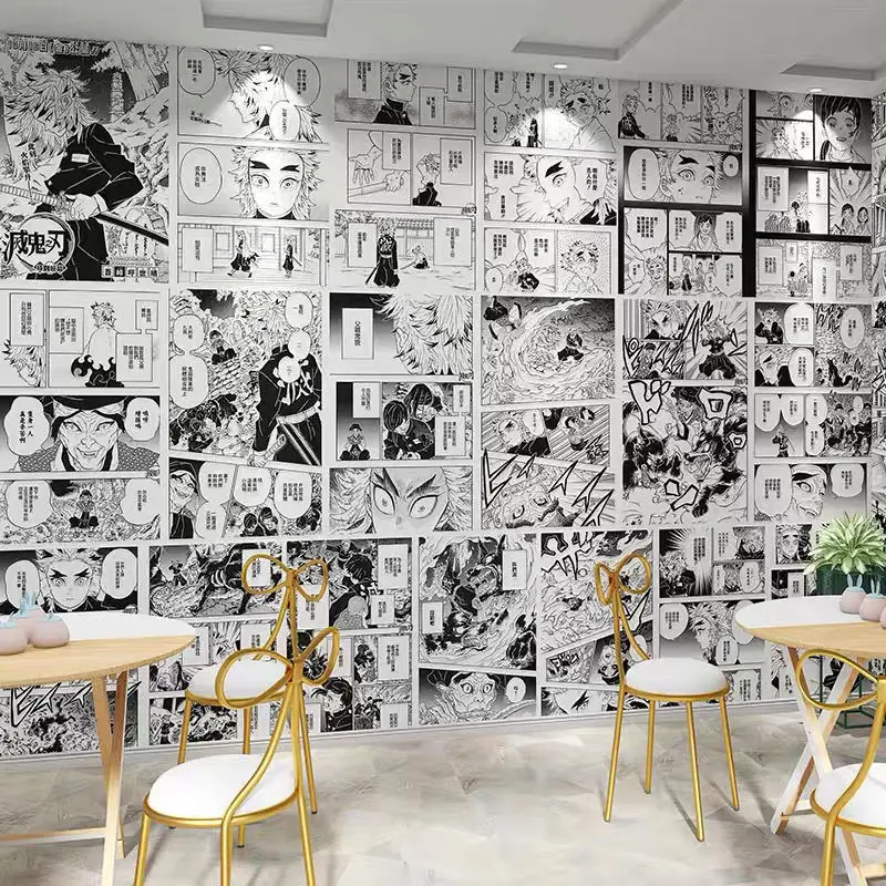 40Pcs Vitality girl print single-sided comics Japanese comics black and white ghosts A4 comics wallpaper background wall