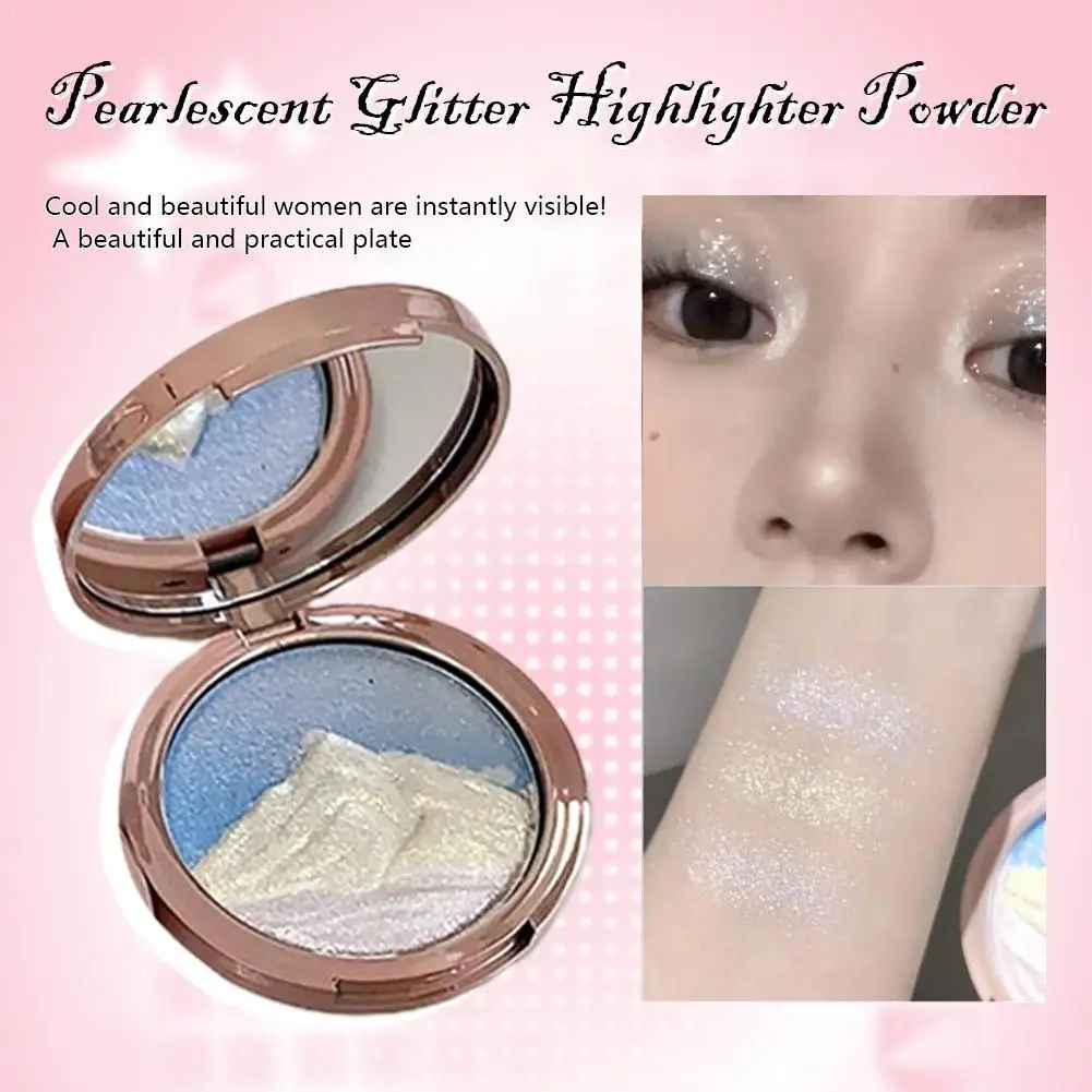 Kakashow 3 cores estrela explosão paleta de iluminador de longa duração à prova dwaterproof água rosto shimmer pó para radiante molhado olhar hiingter maquiagem