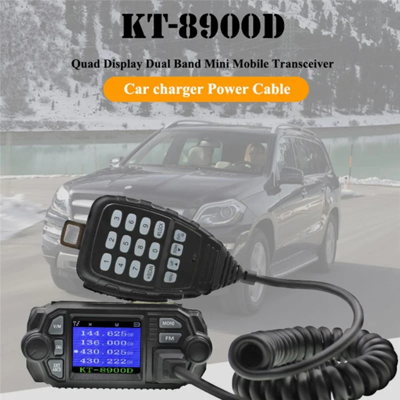 KT-8900D 25W 듀얼 밴드 쿼드 디스플레이 136-174 및 400-480Mhz 대형 LCD 디스플레이 모바일 무전기 KT8900D