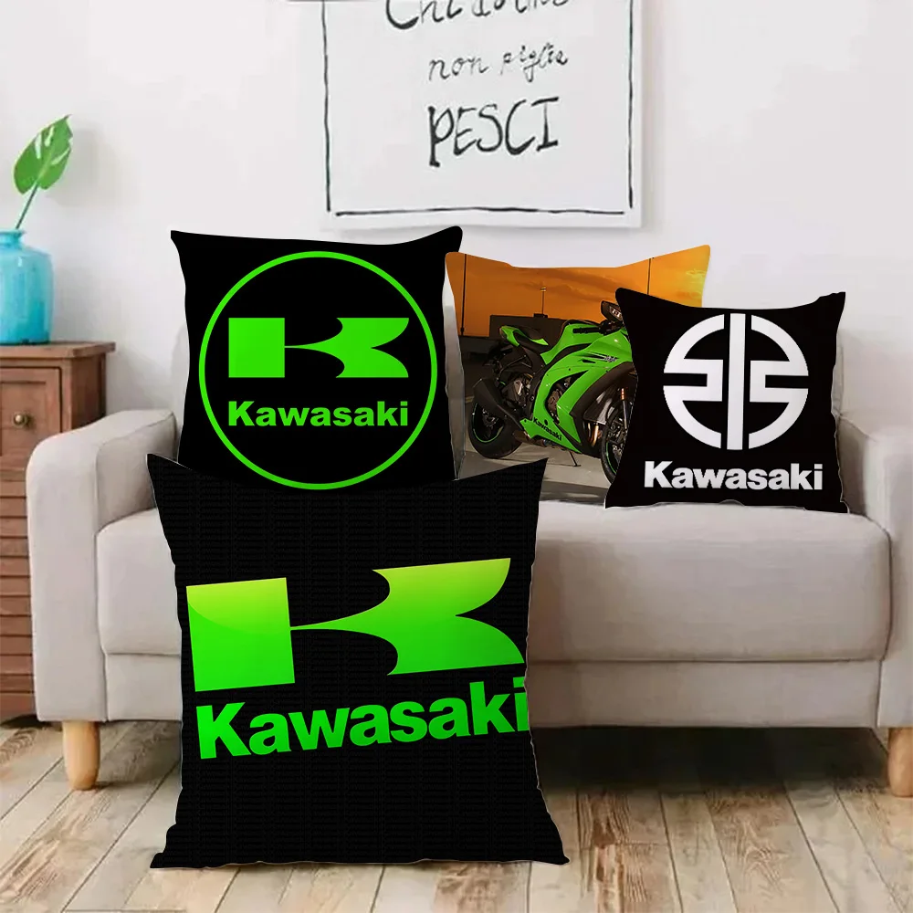 Motorcycle H2 Hr2 K-KawasakiS Pillow Covers Cartoon Sofa Decorative Home Double-sided Printing Short Plush Cute Cushion Cover