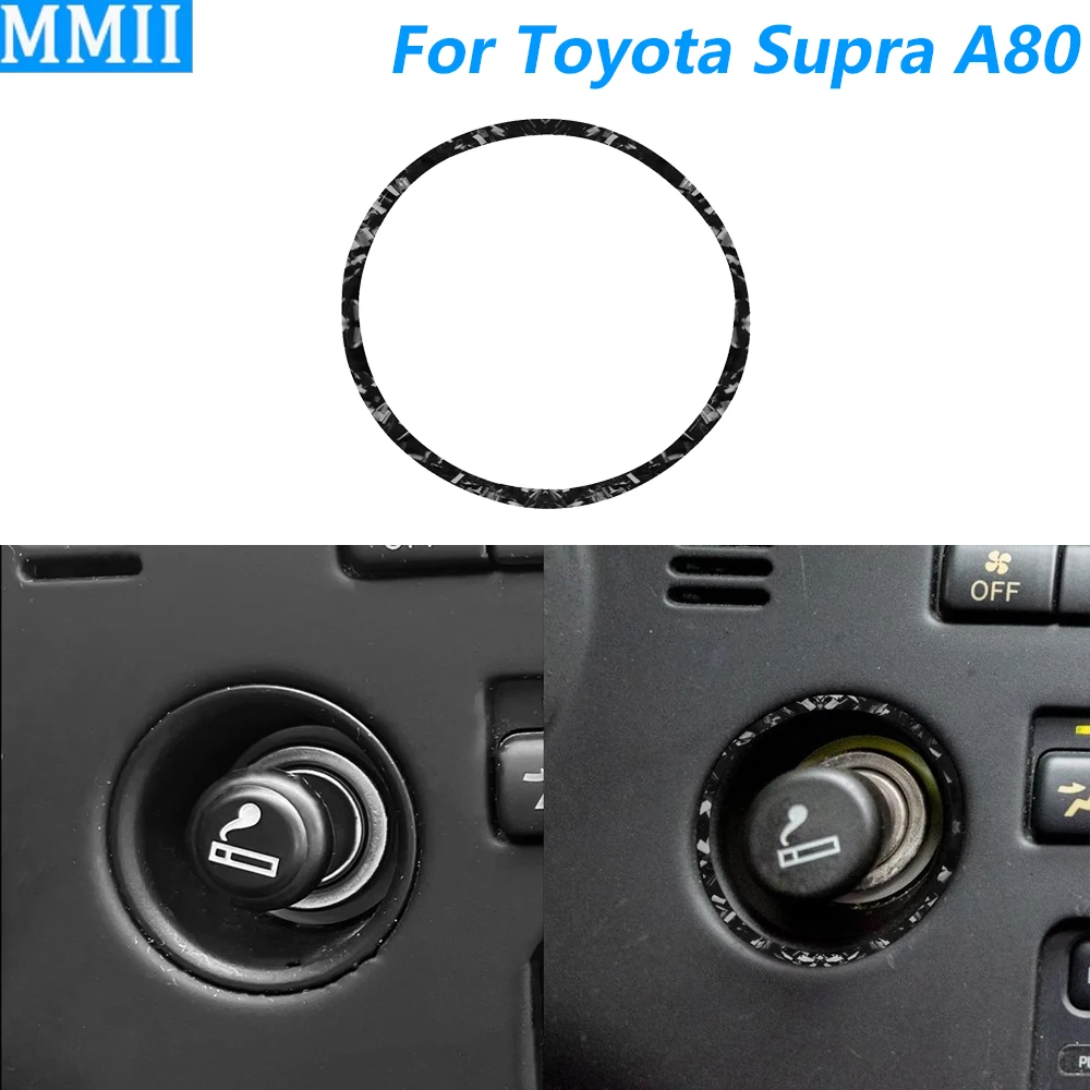 For Toyota Supra A80 MK4 1993-1999 Forged Carbon Fiber Central Control Cigarette Lighter Panel Trim Ring Car Accessories Sticker