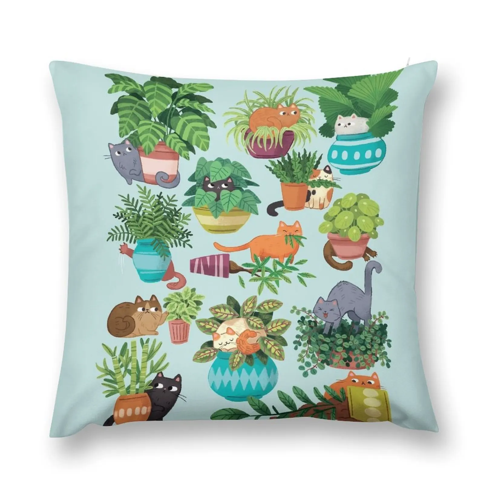 

Cats And Plants Throw Pillow Throw Pillow Covers Decorative Cushions For Living Room Luxury Cushion Cover bed pillows pillow