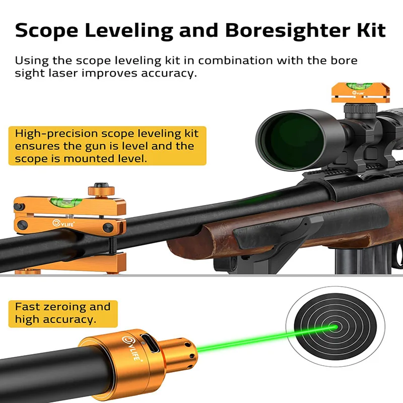 Scope Leveling Kit with Green/Red Laser Bore Sight Rechargeable Laser Boresighter Precision Leveling & Zeroing for Hunting - view 2
