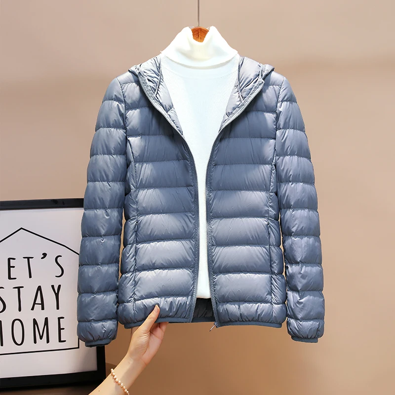 Casaco leve e com capuz feminino, gola alta, casual coreano, casaco puffer quente, feminino, outono, inverno, novidades, 2022, 2024