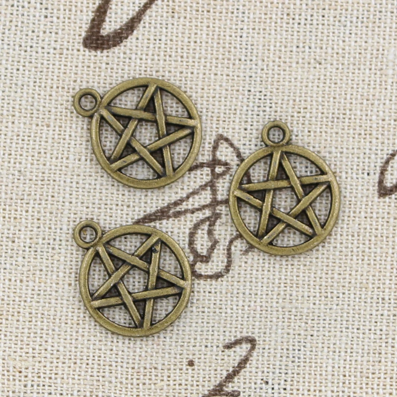 20pcs Charms Star Pentagram 19x16mm Antique Bronze Silver Color Pendants Making DIY Handmade Tibetan Bronze Silver Color Jewelry
