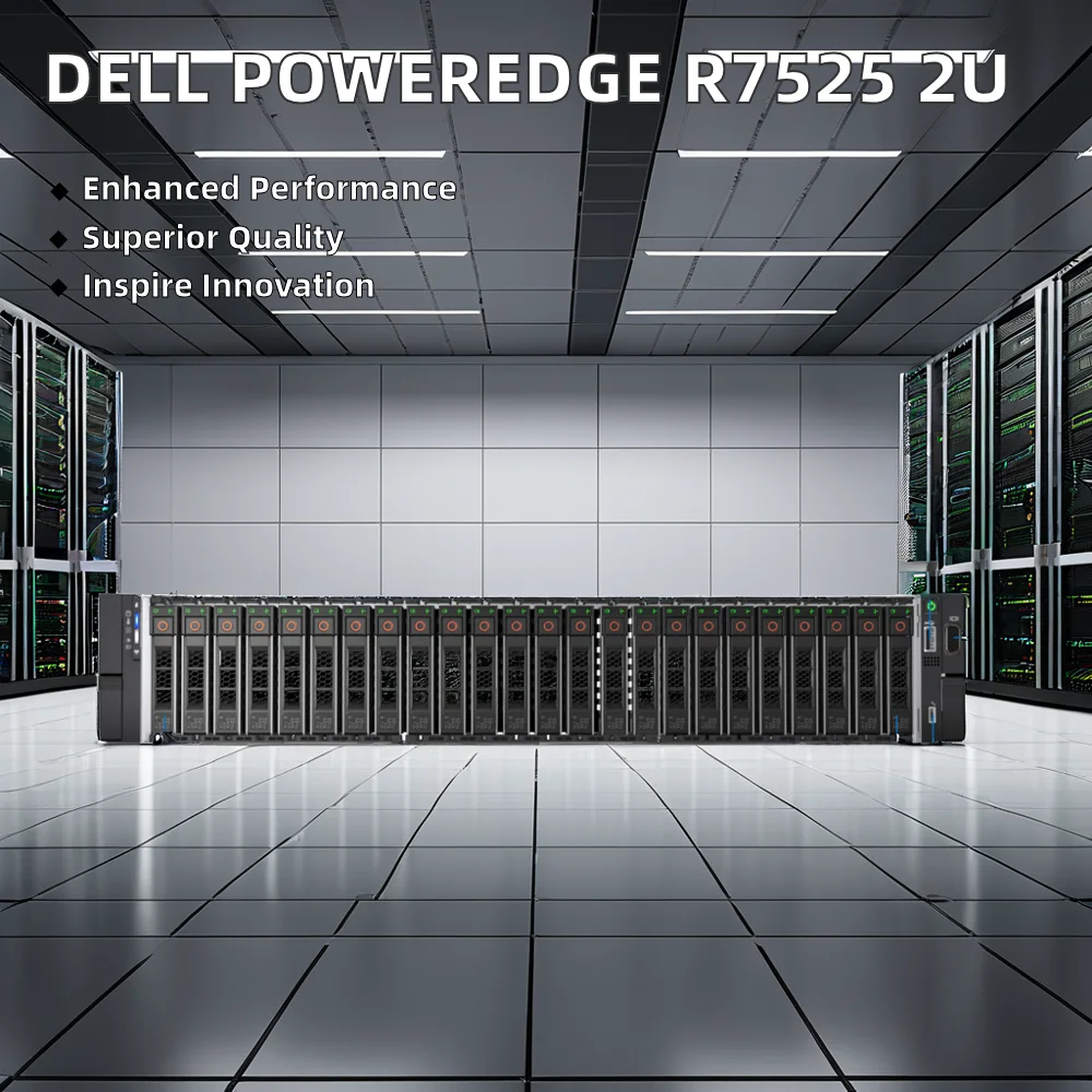Servidor de rack Dell PowerEdge R7525 2U com processador AMD EPYC 7642 64GB de memória DDR4 Interface de disco SATA 16GB DDR4 RAM