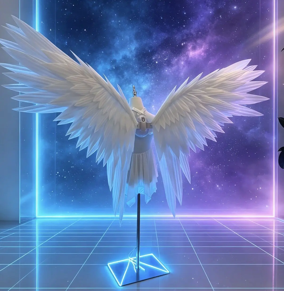 Wearable White Electric Angel Swallow Tail Wings Anime Cosplay Accessory, Electric Feather Wings for Party Halloween Cosplay