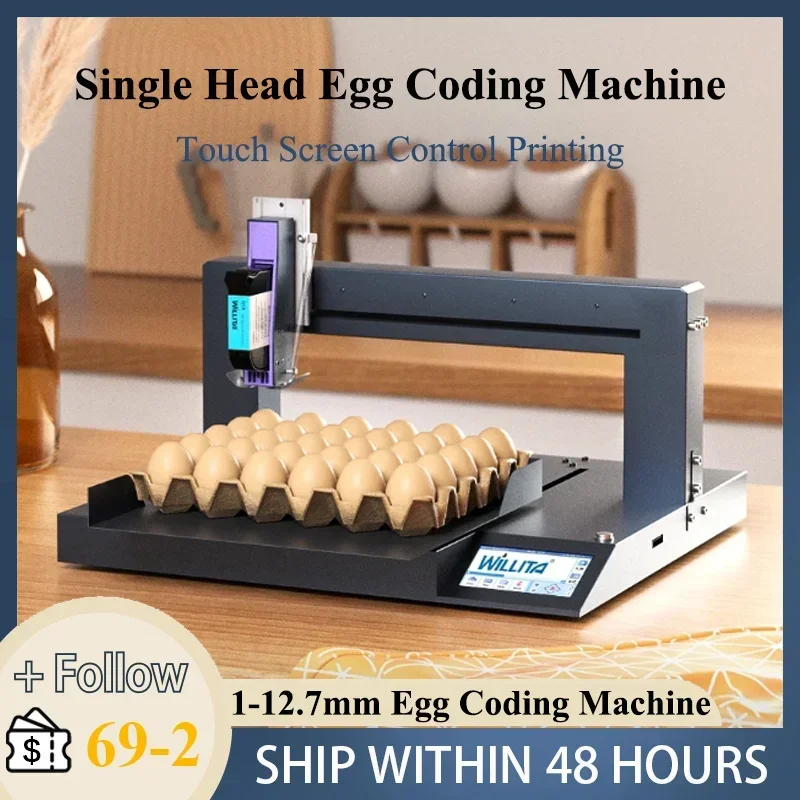 

WILLITA Single Head Screen Model Auto Egg Inkjet Printer for Label Date Stamp Logo Barcode Printing Coding Machine On Egg