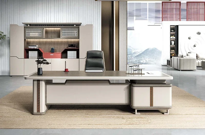 2026 High quality office furniture manager CEO table and cabinet set luxury boss office desk