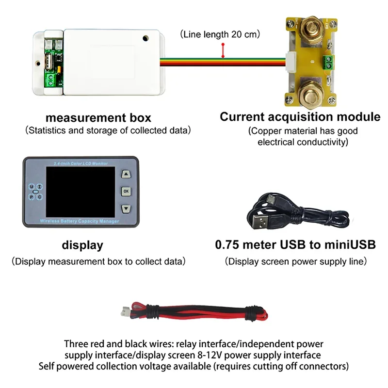 DC 0~500V Digital Wireless Voltage Meter Detector Solar Battery Charging Coulometer LCD Ammeter Voltmeter Power Monitor VAC8710F