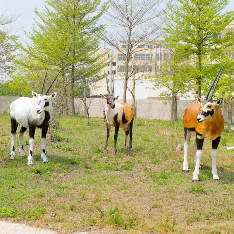 Simulated antelope, long-horned goat, sheep sculpture ornament, fiberglass animal garden landscape