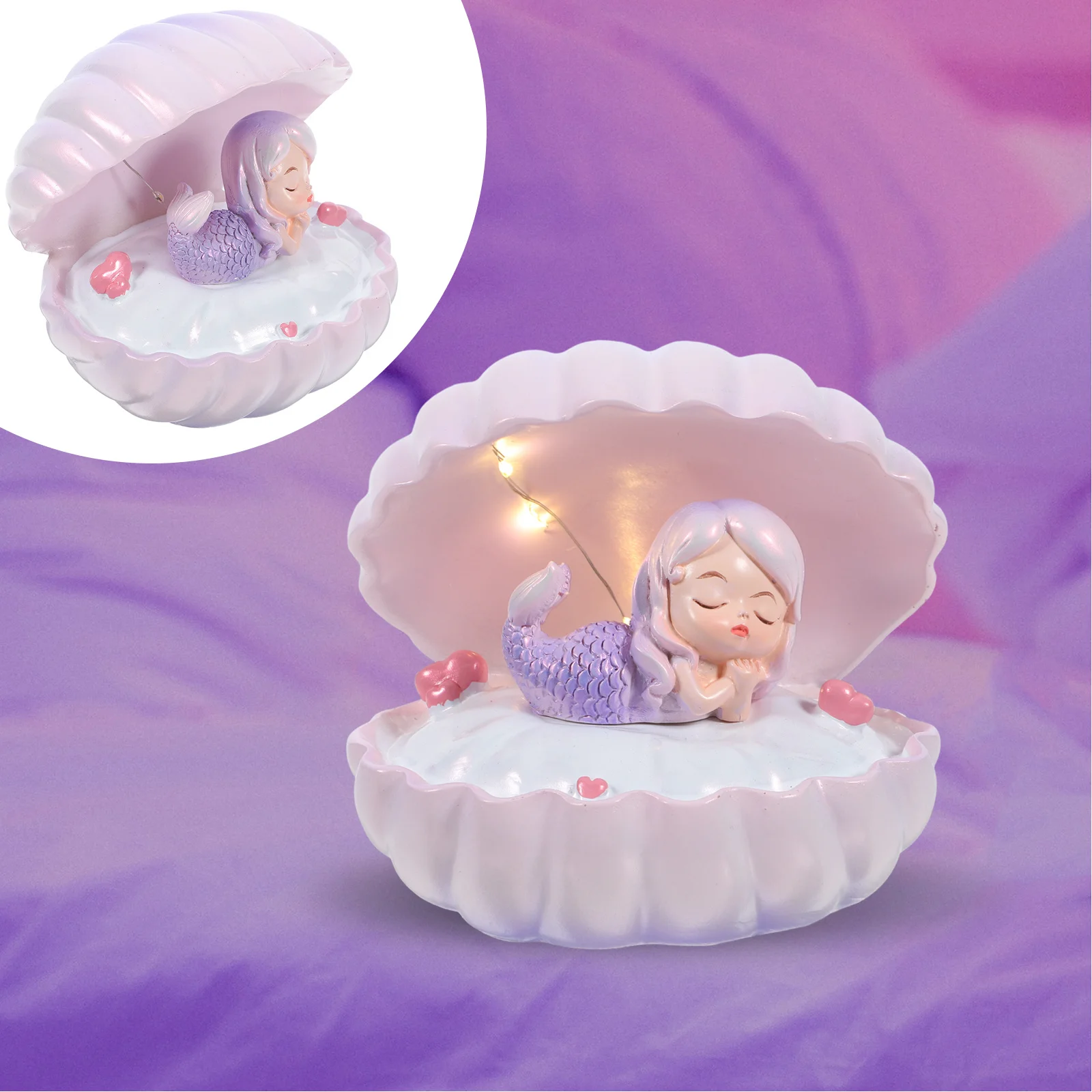 1 conjunto 1 conjunto em forma de sereia led night light escudo design quarto lâmpada decorativa para diy estética quarto cabeceira ornamento