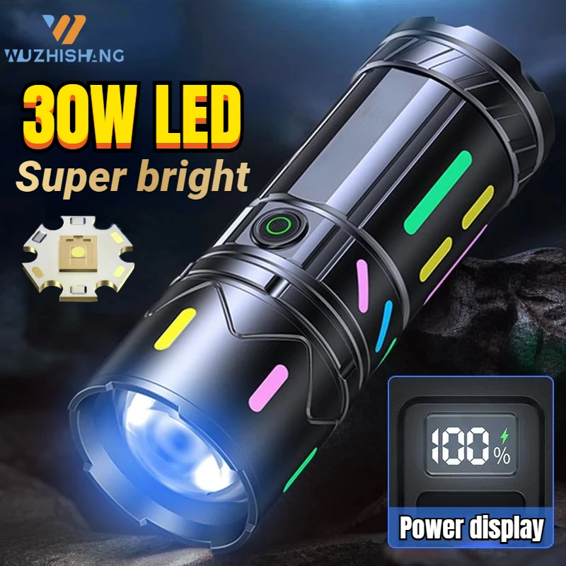 

FLSTAR FIRE Powerful White Laser LED Flashlight Outdoor Camping Telescopic Zoom Waterproof Lantern Rechargeable Tactical Torch