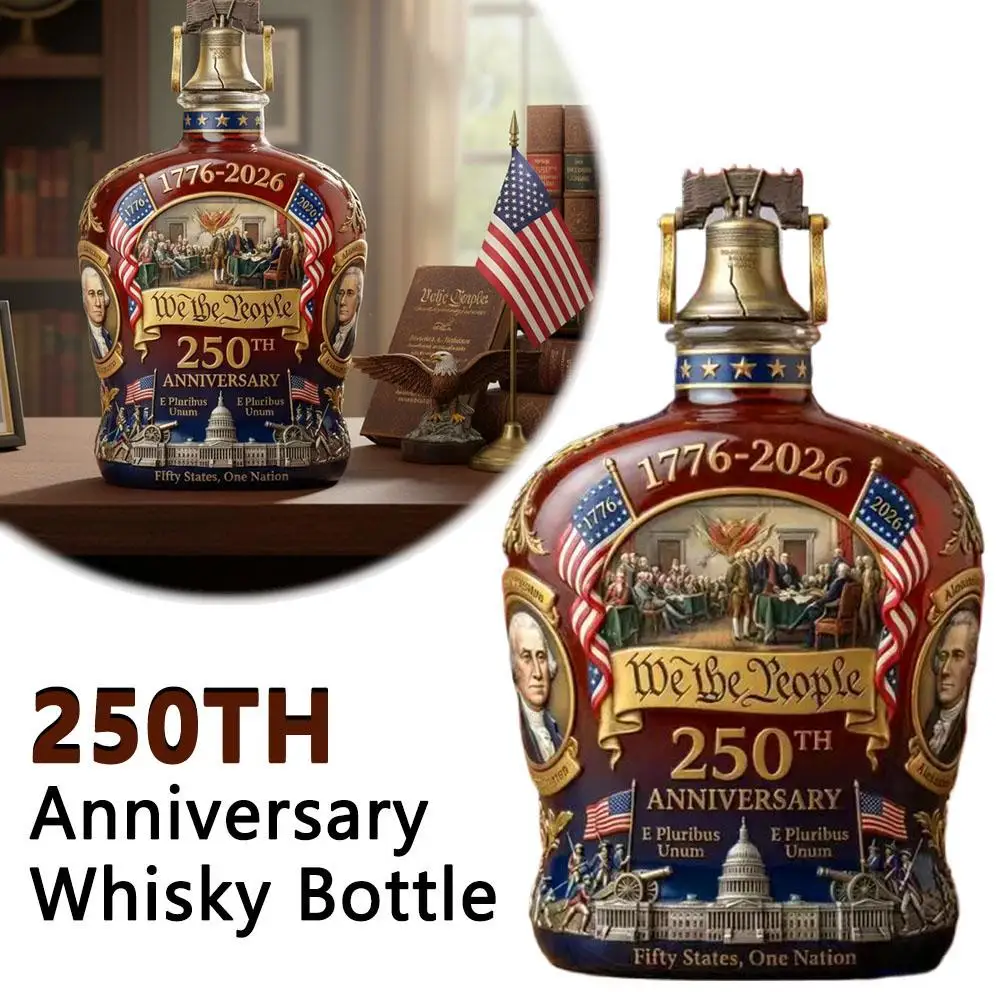 Botella de Whisky para el 250.º Aniversario, Decoración Artesanal con Grabado Exquisito, Botella de Vino de Alta Calidad, Decantador Patriótico para Whisky