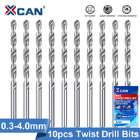 XCAN 10pcs 0.3-4.0mm HSS Twist Drill Bits High Speed Steel Mini Drill Bit Set Micro Straight Shank Hand Tools for Electric Drill