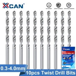 XCAN 10Pcs 0.3-4.0มม.เหล็ก Mini Twist เจาะชุด Bit สำหรับ Dremel โรตารี่เครื่องมือไม้/โลหะตัดมินิสว่าน