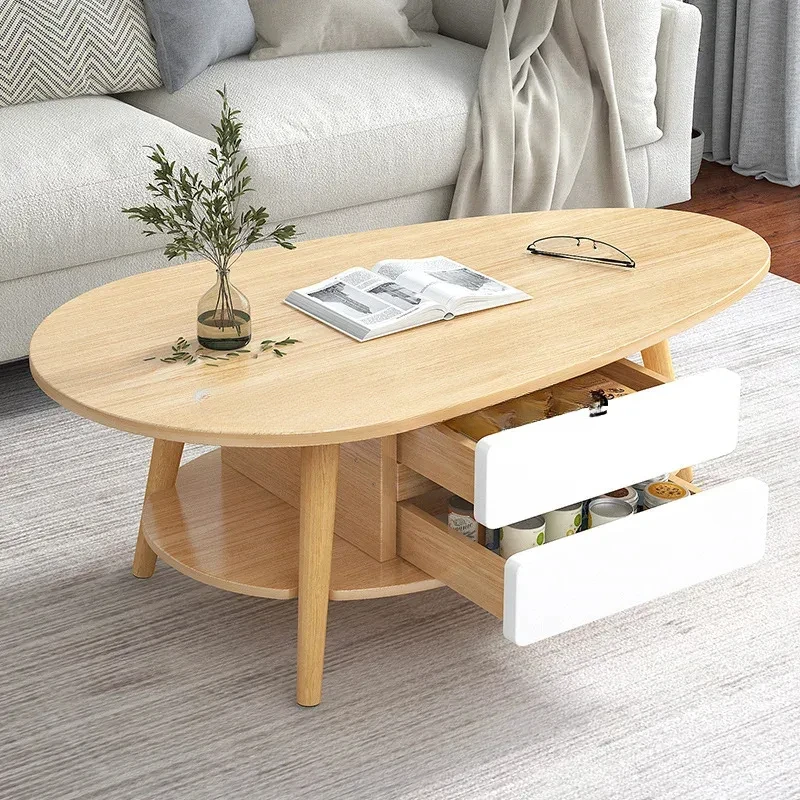 Modern Wood Coffee Table Room Living Room Drawers Extendable White Storage Side Table Mesa Centro Dining Table Home Furniture