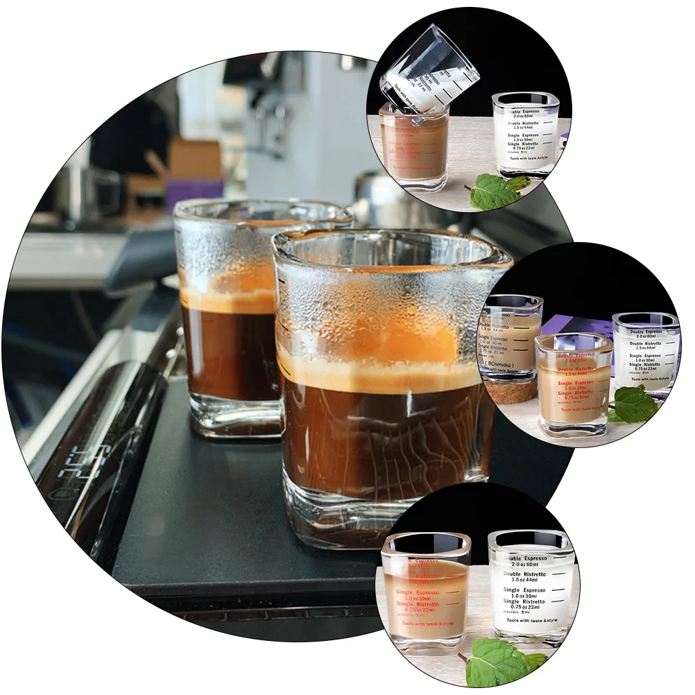 

1Set 60ml Coffee Ounce Measuring Cups Black Kitchen Scale Marked Espresso Baking Measuring Cup Cup with Scale