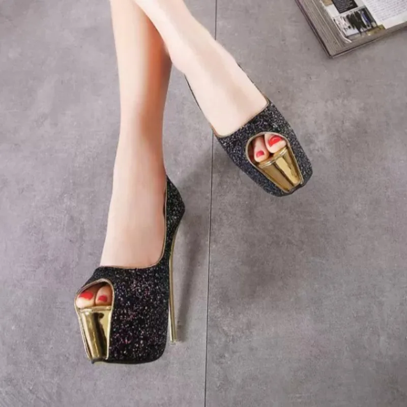

New Women's Shoes Summer Banquet Sandals High Heeled Sequined Wedding Shoes for Women High-end High Heel Sandal Zapatos De Mujer