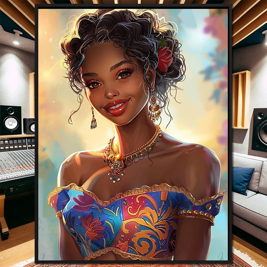 

Набор для алмазной вышивки, новая афроамериканская красивая черная девушка, полная алмазная мозаика, художественная живопись, вышивка крестиком, настенный декор