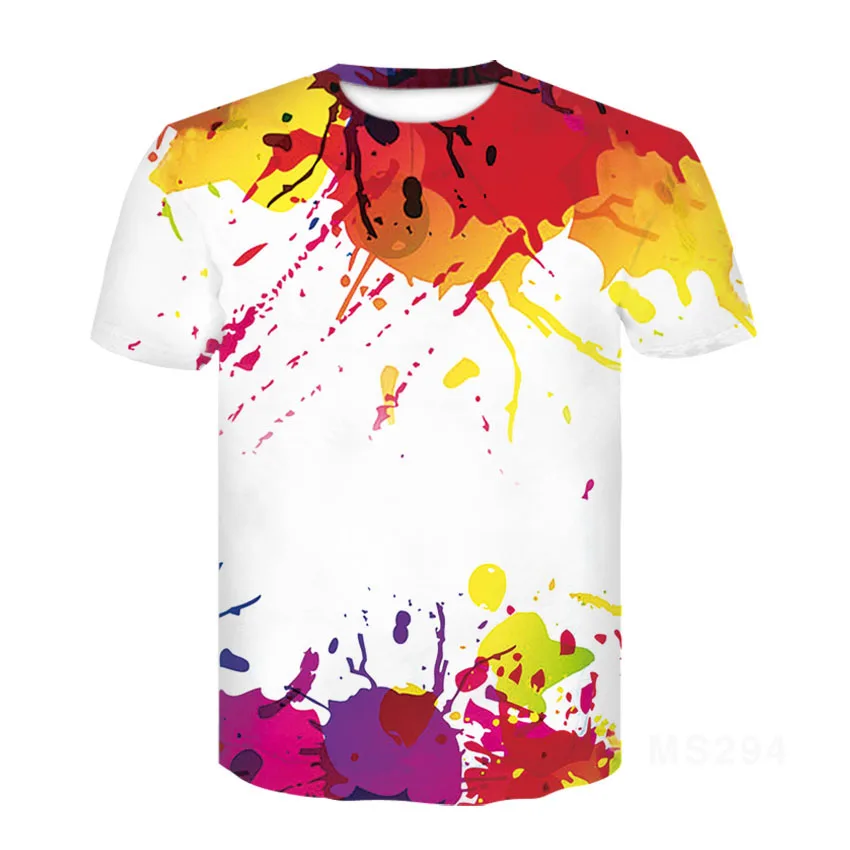 Summer Short Sleeve Men\'s T-shirt Men Fashion Casual Breathable Tee Top 3d Printing Color Graffiti Graphic T Shirts Streetwear