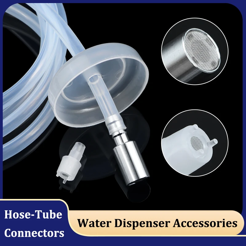 

ID6 x OD9mm Пищевая силиконовая трубка с пылезащитной крышкой Автоматический всасывающий шланг Труба для напитков Универсальная впускная труба Комплект диспенсера для воды