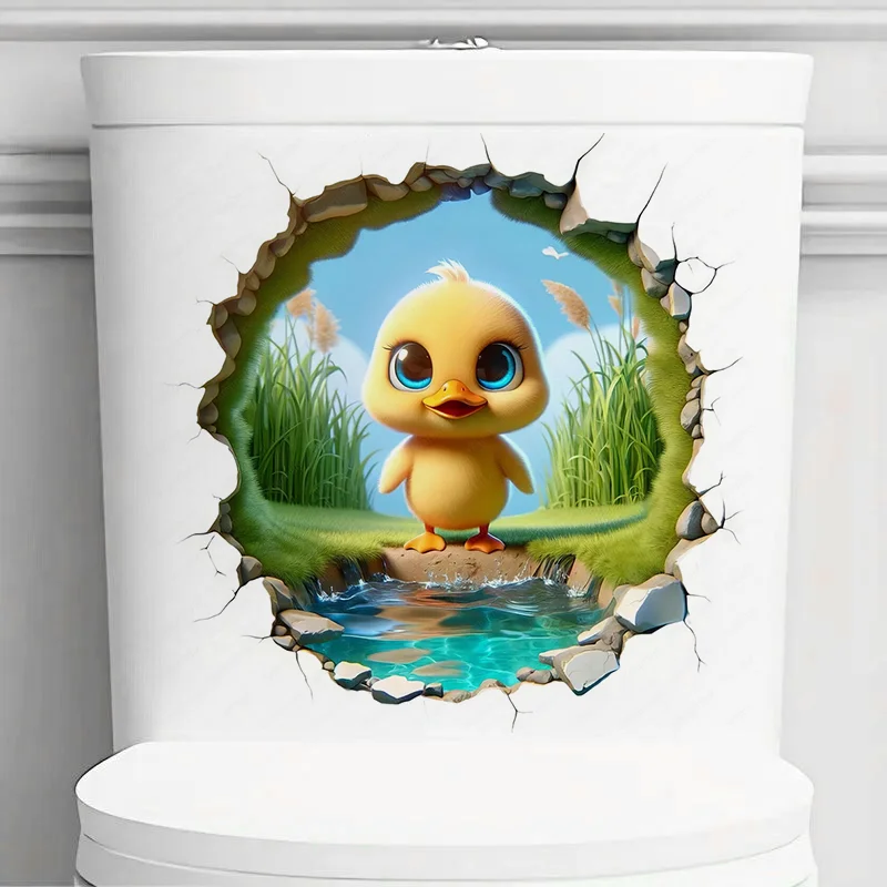 

QT650# Adorable 3D Cartoon Duck Stickers, Bedroom Entryway Living Room Porch Home Decoration Wall Stickers, Removable Stickers