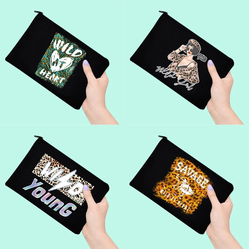 Fashion Cosmetic Bag Ladies New Bridesmaid Theme Party Leopard Print Wallet Travel Storage Cosmetics Sundries Mobile Phone Bags