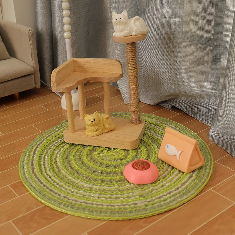 1/12 Scale Dollhouse Cat Climbing Rack Pet Cat Set Dolls House Living Room Furniture Decoration Accessories For Kid Toys