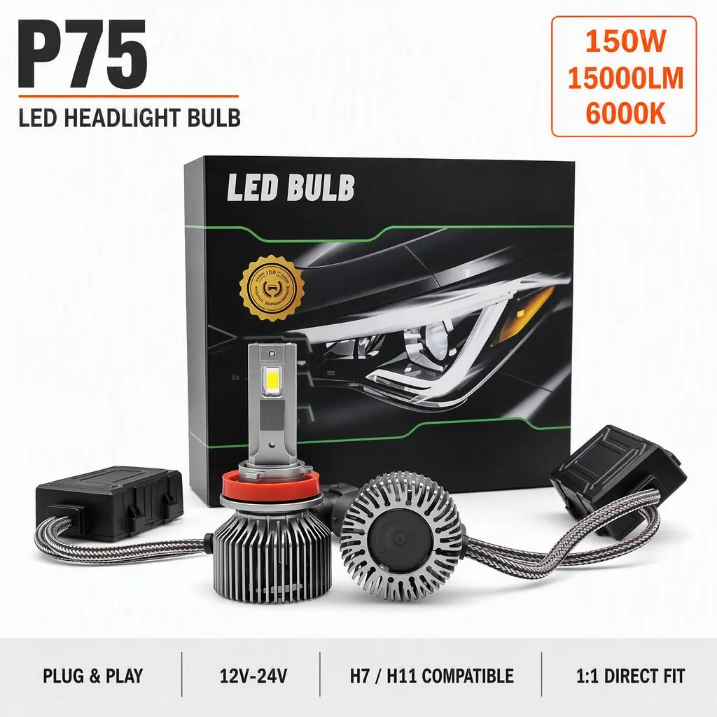 P75 150W LED H7 Car Headlight H4 Focos LED Globes Auto CSP 3570 H1 H3 H7 H11 9012 9005 9006 LED Headlight Bulb for Fiat for Vios