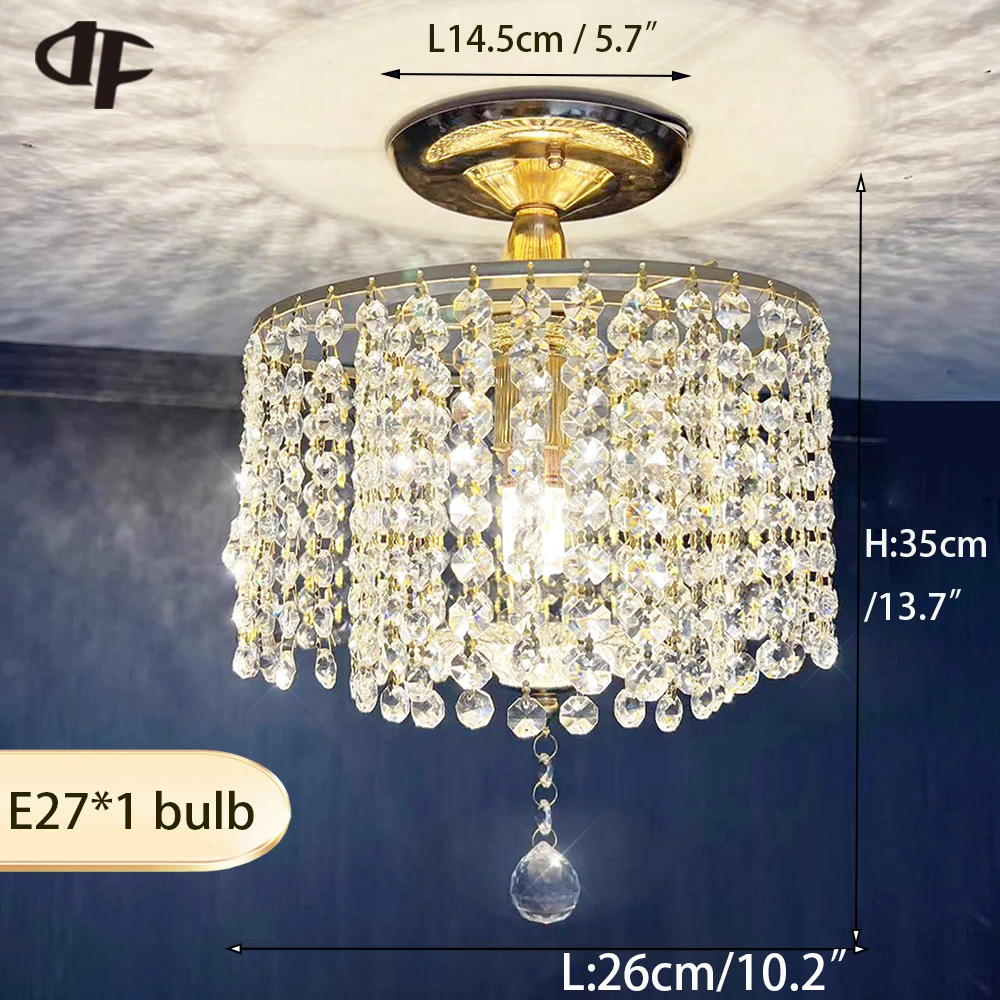 

Modern Small Chandelier Crystal Ceiling Lamp E27 Retro Art Deco LED Ceiling Lamp for Living Room Bedroom Hotel Lighting Fixture