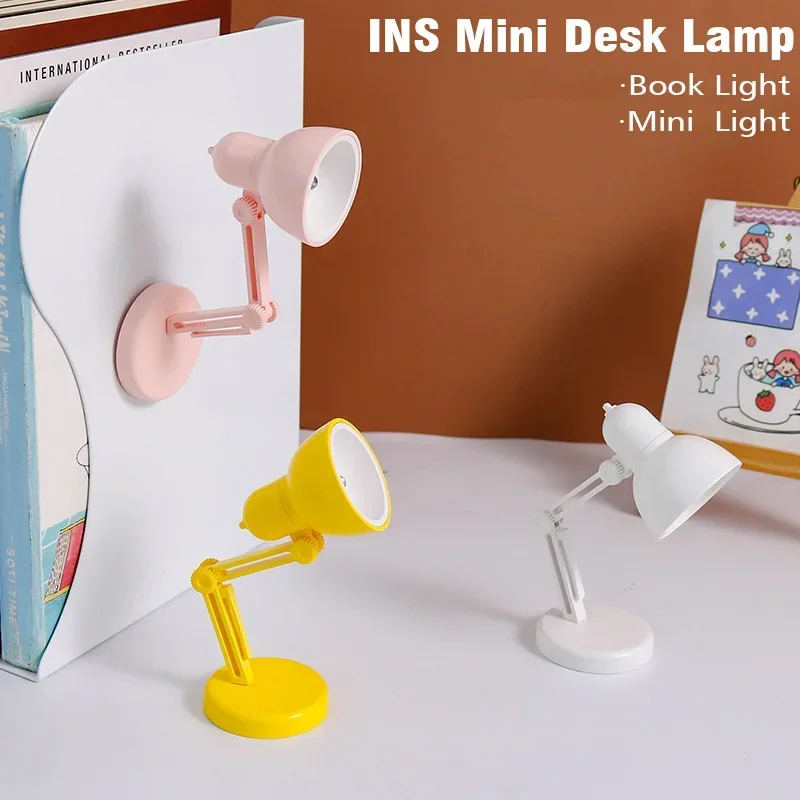 Mini LED Night Reading Book Light Foldable Table Lamp Dormitory Bedroom Creative Bedhead Lights Home Decorations Doll House Lamp